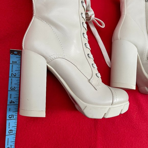 NWT Nine West Off White Leather combat ankle boots - Picture 7 of 11